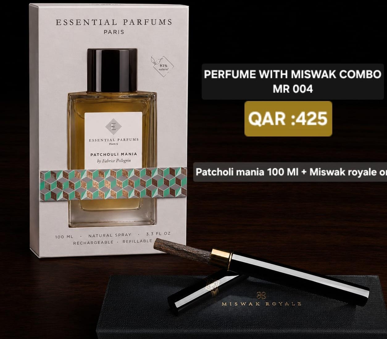 ESSENTIAL PERFUMES -PATCHOLI MANIA + Miswak royal
