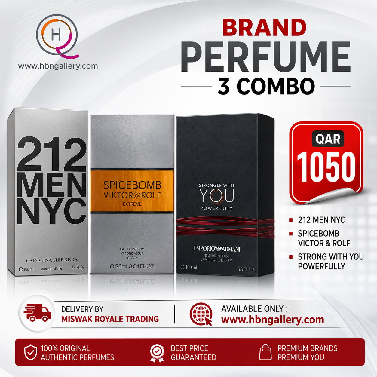 Brand perfumes 3 combo■ 212 Men|Spicebomb|Strong with you |